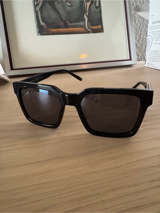 NWT CAROLINA LEMKE Lupin Chunky Rectangular Black Sunglasses main image 4